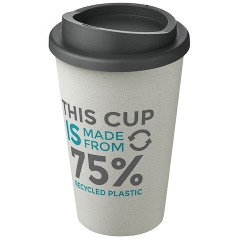 Americano® Eco 350 ml recycelter Becher, weiss, grau bedrucken, Art.-Nr. 21042224