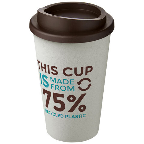 Americano® Eco 350 ml recycelter Becher, weiss, braun bedrucken, Art.-Nr. 21042225