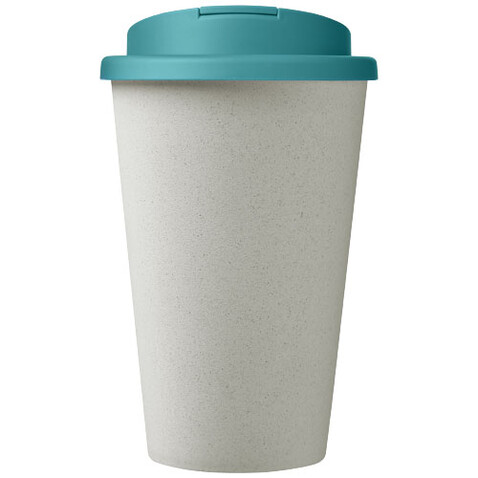 Americano® Eco 350 ml recycelter Becher mit auslaufsicherem Deckel, aquablau, weiss bedrucken, Art.-Nr. 21042557 Americano® Eco 350 ml recycelter Becher mit auslaufsicherem Deckel, aquablau, weiss bedrucken, Art.-Nr. 21042557