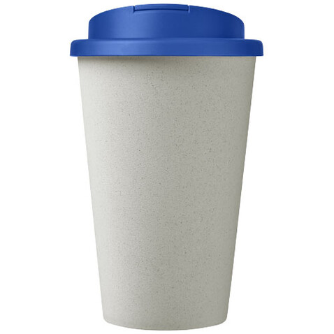 Americano® Eco 350 ml recycelter Becher mit auslaufsicherem Deckel, mittelblau, weiss bedrucken, Art.-Nr. 21042558 Americano® Eco 350 ml recycelter Becher mit auslaufsicherem Deckel, mittelblau, weiss bedrucken, Art.-Nr. 21042558