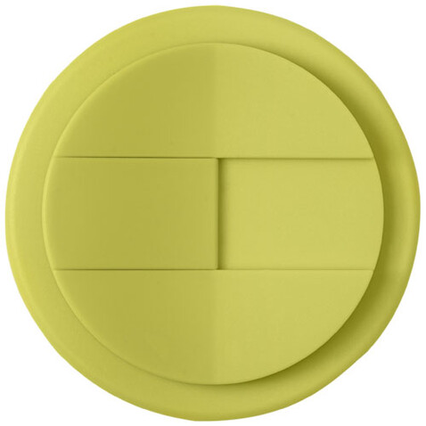 Americano® Eco 350 ml recycelter Becher mit auslaufsicherem Deckel, limone, weiss bedrucken, Art.-Nr. 21042565