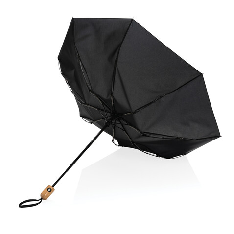 21&quot; Impact AWARE™ RPET 190T Bambus-Schirm autom. open/close schwarz bedrucken, Art.-Nr. P850.611