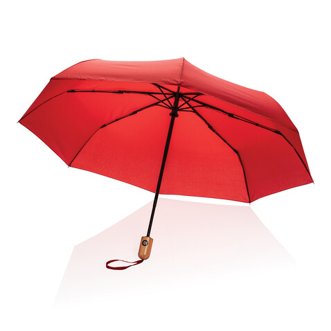 21" Impact AWARE™ RPET 190T Bambus-Schirm autom. open/close rot bedrucken, Art.-Nr. P850.614