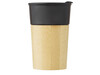 Pereira 320 ml Porzellanbecher mit Außenseite aus Bambus, schwarz glänzend bedrucken, Art.-Nr. 10064590