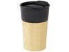 Pereira 320 ml Porzellanbecher mit Außenseite aus Bambus, schwarz glänzend bedrucken, Art.-Nr. 10064590