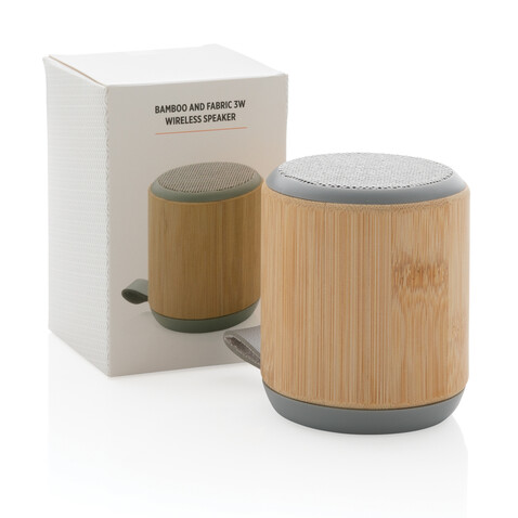 Bambus und Stoff 3W Wireless Speaker braun bedrucken, Art.-Nr. P329.379