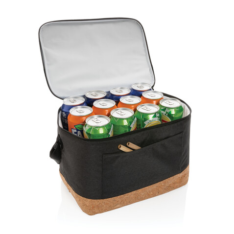 Impact AWARE™ XL RPET Two-Tone Kühltasche mit Korkdetail schwarz bedrucken, Art.-Nr. P422.351