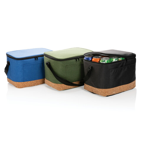 Impact AWARE™ XL RPET Two-Tone Kühltasche mit Korkdetail schwarz bedrucken, Art.-Nr. P422.351