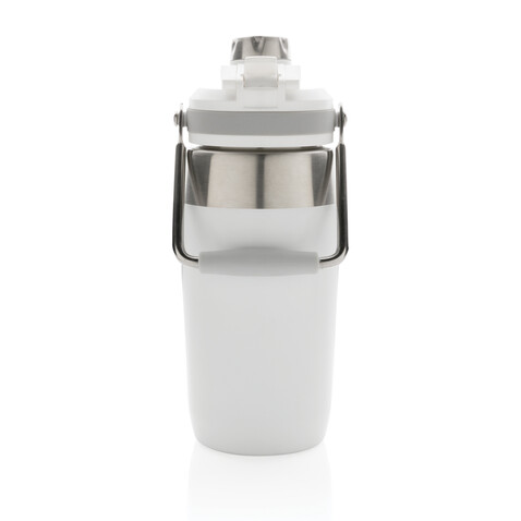 500ml Vakuum StainlessSteel Flasche mit Dual-Deckel-Funktion weiß bedrucken, Art.-Nr. P436.973