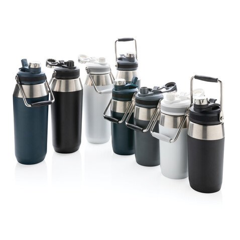 500ml Vakuum StainlessSteel Flasche mit Dual-Deckel-Funktion weiß bedrucken, Art.-Nr. P436.973