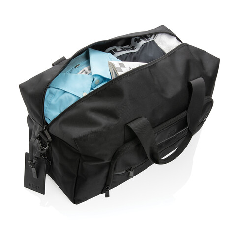 Swiss Peak AWARE™ RPET Voyager Wochenendtasche schwarz bedrucken, Art.-Nr. P707.121 Swiss Peak AWARE™ RPET Voyager Wochenendtasche schwarz bedrucken, Art.-Nr. P707.121
