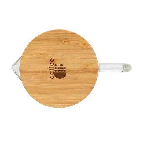 Ukiyo Borosilikat-Glaskaraffe mit Bambusdeckel 1.2L transparent bedrucken, Art.-Nr. P264.060