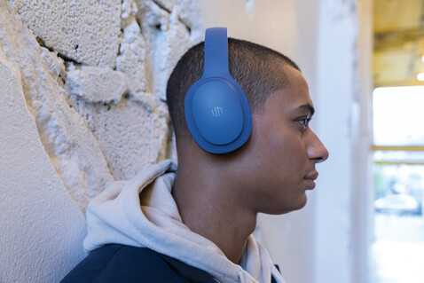 Urban Vitamin Belmont Wireless Kopfhörer blau bedrucken, Art.-Nr. P329.765