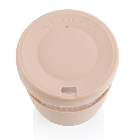 Ukiyo Borosilikatglas mit Silikondeckel &amp; Sleeve braun bedrucken, Art.-Nr. P432.709