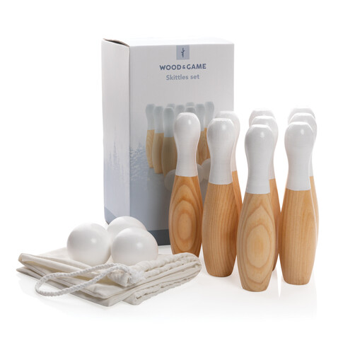 Kegel-Set aus Holz braun bedrucken, Art.-Nr. P453.549 Kegel-Set aus Holz braun bedrucken, Art.-Nr. P453.549