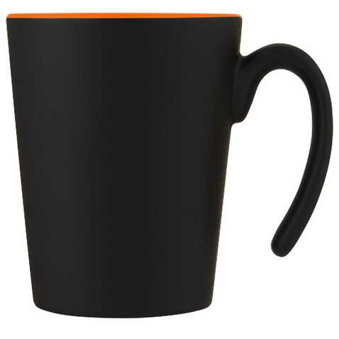 Oli 360 ml Keramikbecher mit Henkel, orange, schwarz bedrucken, Art.-Nr. 10068731