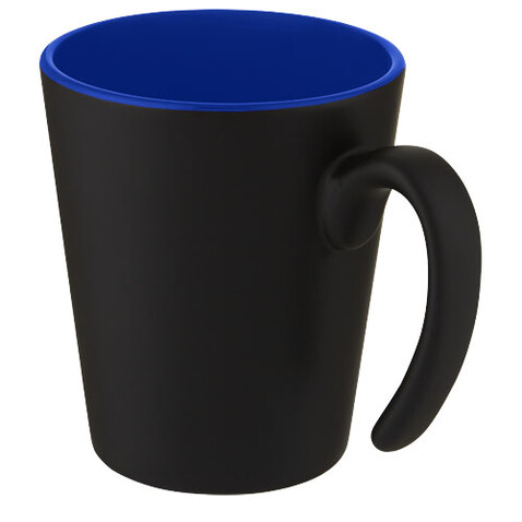 Oli 360 ml Keramikbecher mit Henkel, blau, schwarz bedrucken, Art.-Nr. 10068752 Oli 360 ml Keramikbecher mit Henkel, blau, schwarz bedrucken, Art.-Nr. 10068752