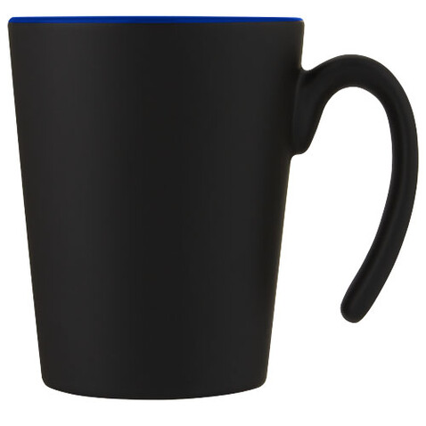 Oli 360 ml Keramikbecher mit Henkel, blau, schwarz bedrucken, Art.-Nr. 10068752 Oli 360 ml Keramikbecher mit Henkel, blau, schwarz bedrucken, Art.-Nr. 10068752