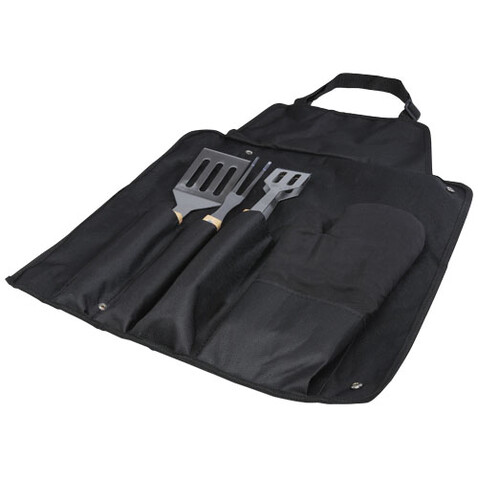 Gril 5-teiliges Grillset und Handschuh, schwarz bedrucken, Art.-Nr. 11326190