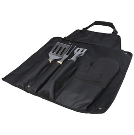 Gril 5-teiliges Grillset und Handschuh, schwarz bedrucken, Art.-Nr. 11326190