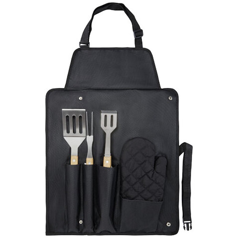 Gril 5-teiliges Grillset und Handschuh, schwarz bedrucken, Art.-Nr. 11326190