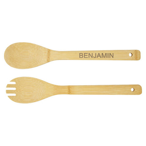 Argulls Salatschüssel und -besteck aus Bambus, natural bedrucken, Art.-Nr. 11326806