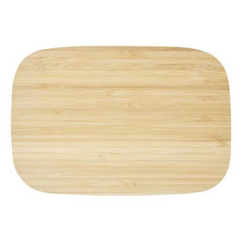 Tite Brotdose aus Edelstahl mit Bambusdeckel, natural, silber bedrucken, Art.-Nr. 11327506