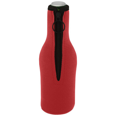 Fris Flaschenmanschette aus recyceltem Neopren, rot bedrucken, Art.-Nr. 11328721