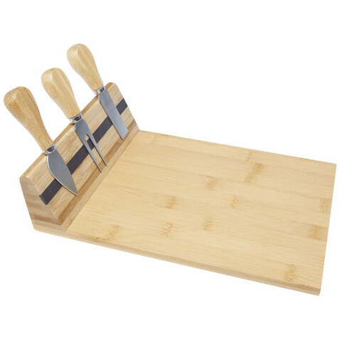 Mancheg Bambus Käseplatte mit Besteck magnetisch, natural bedrucken, Art.-Nr. 11330206