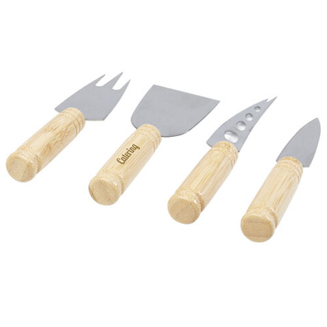 Kerf 4-teiliges Bambus Käseset, natural bedrucken, Art.-Nr. 11330306
