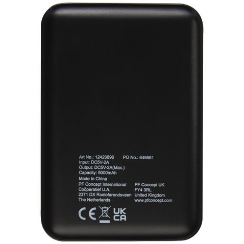 Gleam 5000 mAh ultraflache, Leuchtlogo Powerbank, schwarz bedrucken, Art.-Nr. 12420890