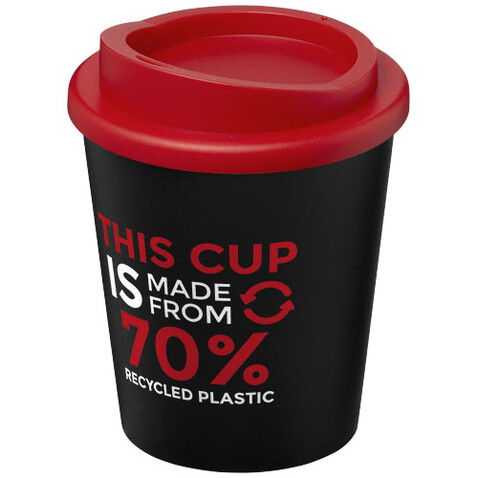 Americano® Espresso Eco 250 ml recycelter Isolierbecher, schwarz, rot bedrucken, Art.-Nr. 21045401 Americano® Espresso Eco 250 ml recycelter Isolierbecher, schwarz, rot bedrucken, Art.-Nr. 21045401