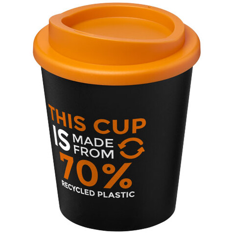 Americano® Espresso Eco 250 ml recycelter Isolierbecher, schwarz, orange bedrucken, Art.-Nr. 21045402 Americano® Espresso Eco 250 ml recycelter Isolierbecher, schwarz, orange bedrucken, Art.-Nr. 21045402