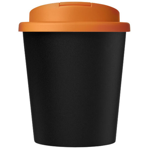 Americano® Espresso Eco 250 ml recycelter Isolierbecher mit auslaufsicherem Deckel, schwarz, orange bedrucken, Art.-Nr. 21045502 Americano® Espresso Eco 250 ml recycelter Isolierbecher mit auslaufsicherem Deckel, schwarz, orange bedrucken, Art.-Nr. 21045502