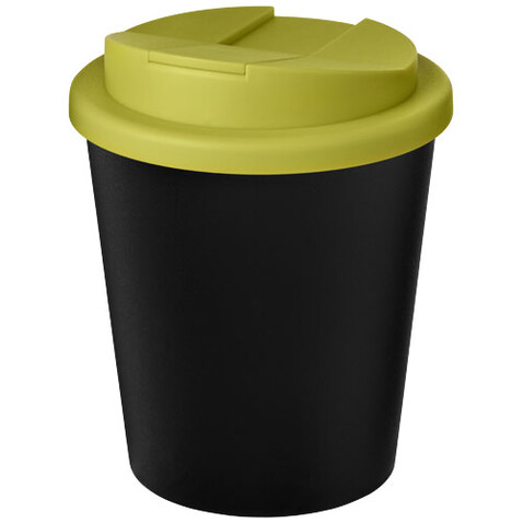 Americano® Espresso Eco 250 ml recycelter Isolierbecher mit auslaufsicherem Deckel, schwarz, limone bedrucken, Art.-Nr. 21045504