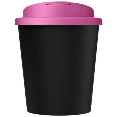 Americano® Espresso Eco 250 ml recycelter Isolierbecher mit auslaufsicherem Deckel, schwarz, magenta bedrucken, Art.-Nr. 21045510