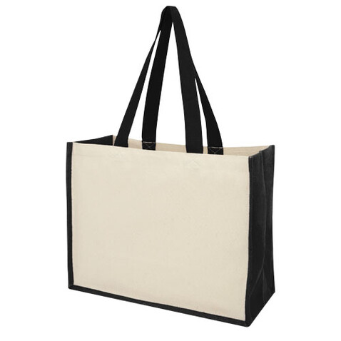 Varai 320 g/m Canvas und Jute Einkaufstasche 23L, schwarz bedrucken, Art.-Nr. 21070190