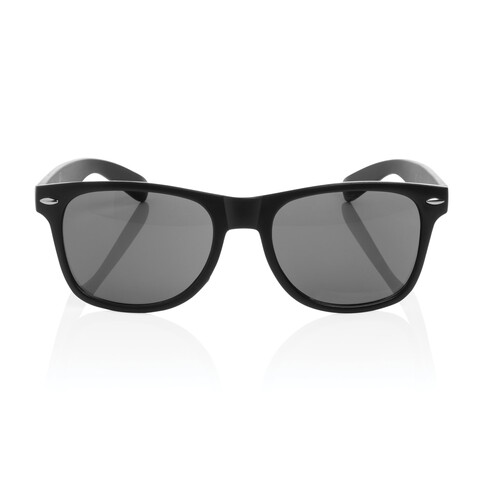 Sonnenbrille aus GRS recyceltem PC Kunststoff schwarz bedrucken, Art.-Nr. P453.961