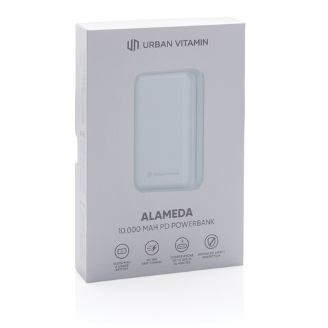 Urban Vitamin Alameda 10.000mAh 18W PD Powerbank weiß bedrucken, Art.-Nr. P322.703