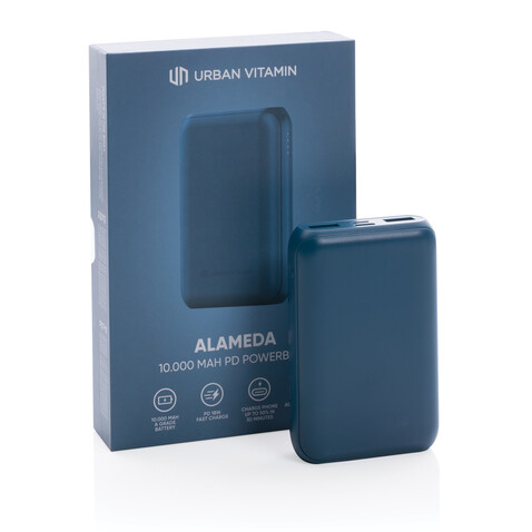 Urban Vitamin Alameda 10.000mAh 18W PD Powerbank blau bedrucken, Art.-Nr. P322.705