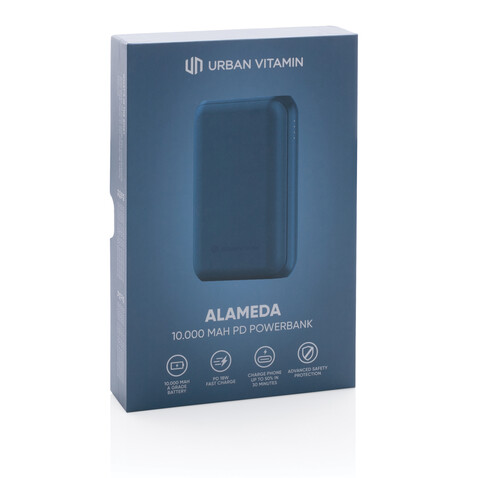 Urban Vitamin Alameda 10.000mAh 18W PD Powerbank blau bedrucken, Art.-Nr. P322.705