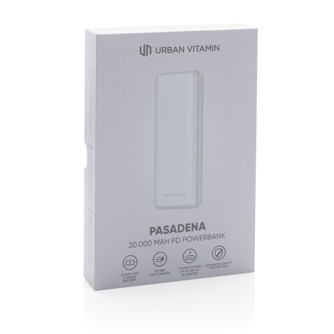 Urban Vitamin Pasadena 20.000mAh 18W PD Powerbank weiß bedrucken, Art.-Nr. P322.753