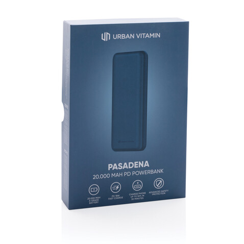 Urban Vitamin Pasadena 20.000mAh 18W PD Powerbank blau bedrucken, Art.-Nr. P322.755