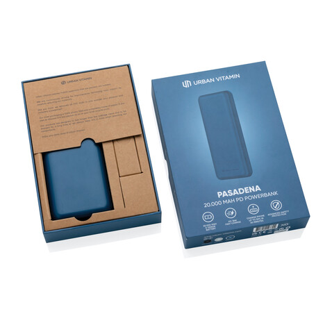 Urban Vitamin Pasadena 20.000mAh 18W PD Powerbank blau bedrucken, Art.-Nr. P322.755