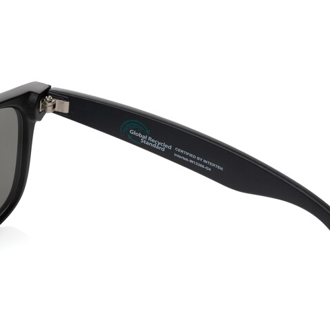 Sonnenbrille aus GRS recyceltem PC Kunststoff schwarz bedrucken, Art.-Nr. P453.961