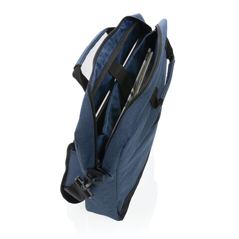 Trend 15” Laptoptasche navy blau, schwarz bedrucken, Art.-Nr. P732.345