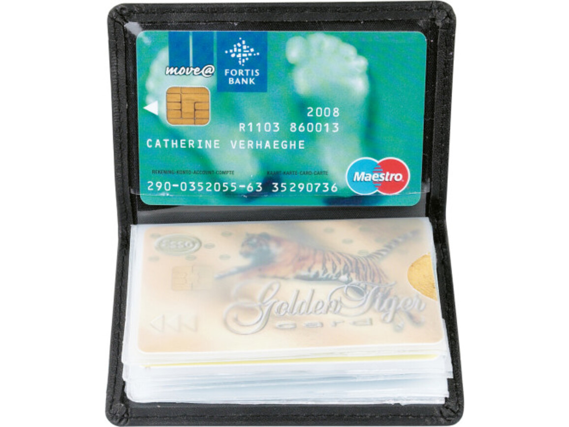 Luxuriöses Kreditkartenetui aus Leder Kathleen – Schwarz bedrucken, Art.-Nr. 001999999_30402