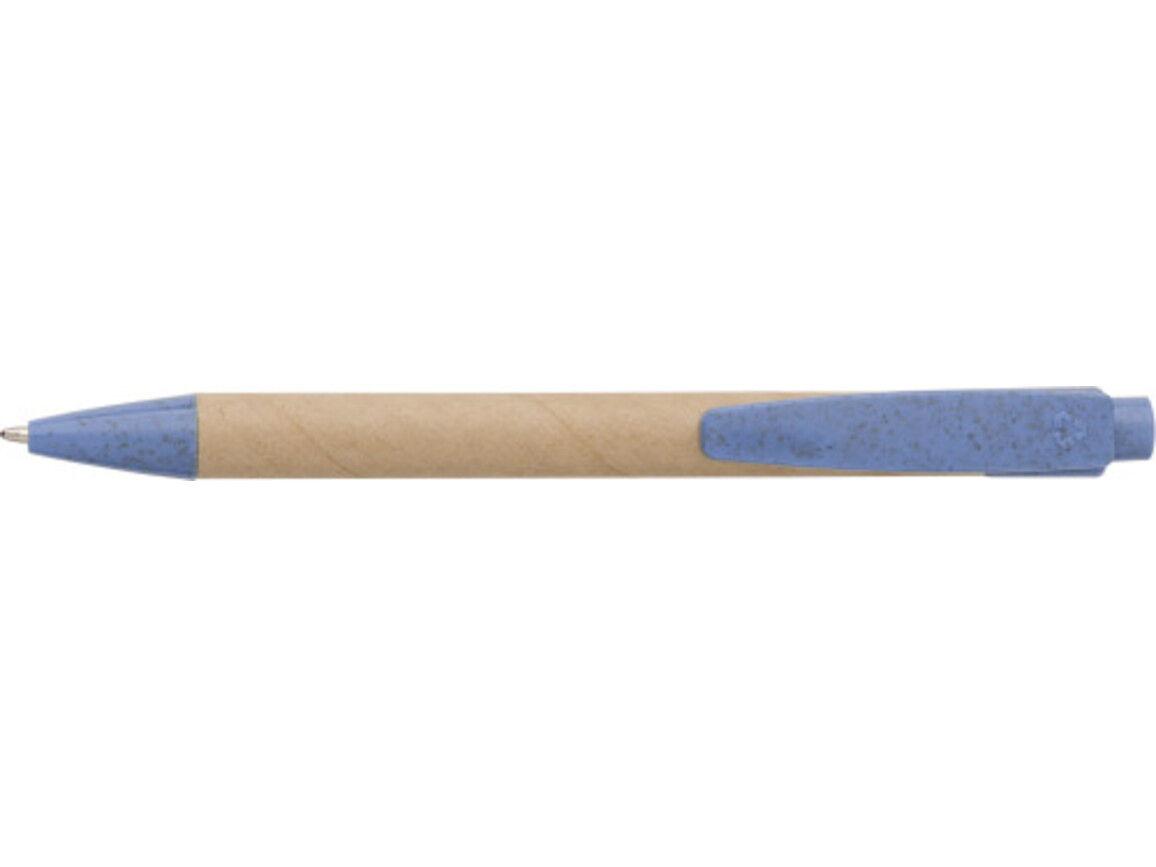 Kugelschreiber aus Karton und Weizenstroh – Blau bedrucken, Art.-Nr. 005999999_548825