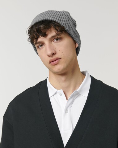 Fisherman Beanie - Der Fisherman Beanie - Mid Heather Grey - OS bedrucken, Art.-Nr. STAU771C650OS