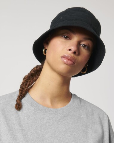 Bucket Hat - Der Canvas-Fischerhut - Black - S/M bedrucken, Art.-Nr. STAU893C002SM